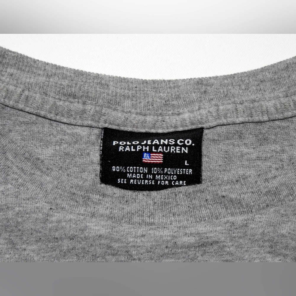 Vintage Polo Jeans Company Ralph Lauren 67 T-shirt M Gray Long Sleeve Mens Y2K - Picture 5 of 9